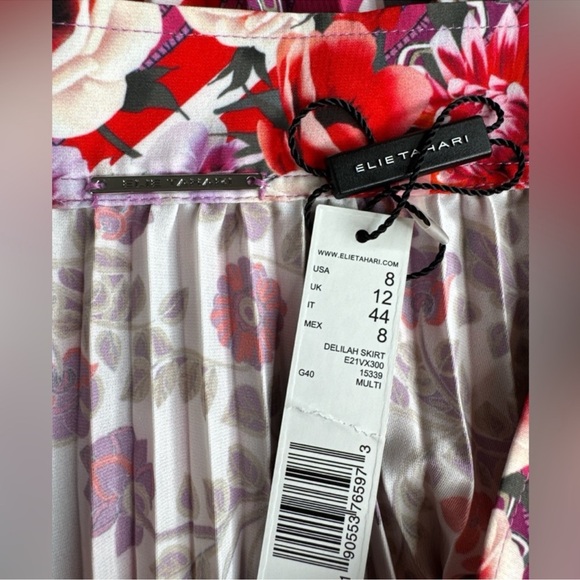 ELIE TAHARI Delilah Floral Pleated Midi Skirt, Size 8. - Picture 11 of 14